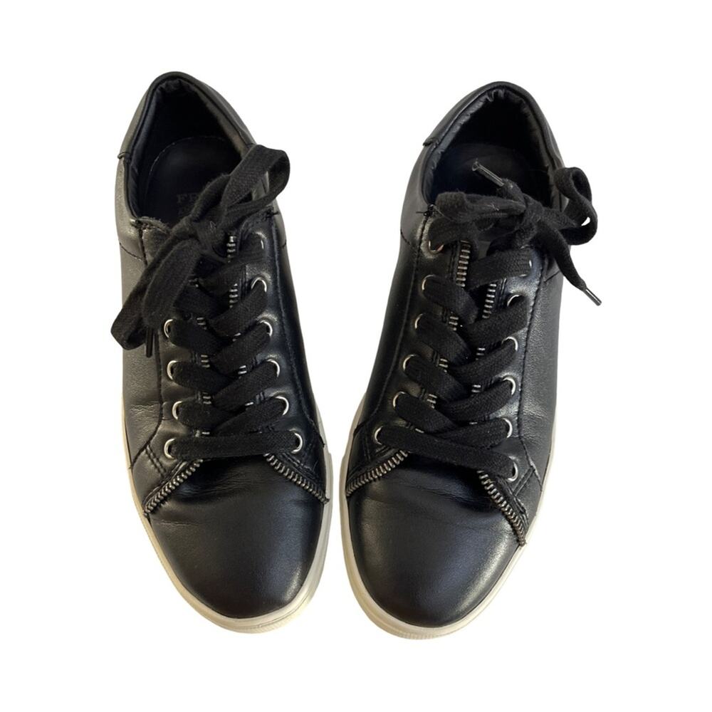 Frye And Co Sindy Moto Low Black Leather Zipper Detail Sneaker Women’s Size 8.5M - Picture 6 of 12